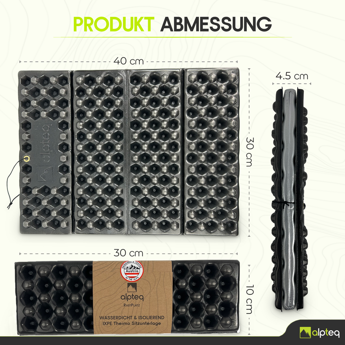 RastPlatz faltbares Sitzkissen Alu beschichtet | Schwarz | 2er Set