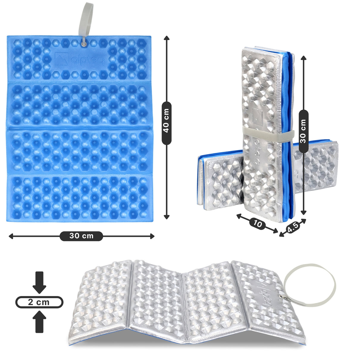 RastPlatz faltbares Sitzkissen Alu beschichtet | Blau | 2er Set