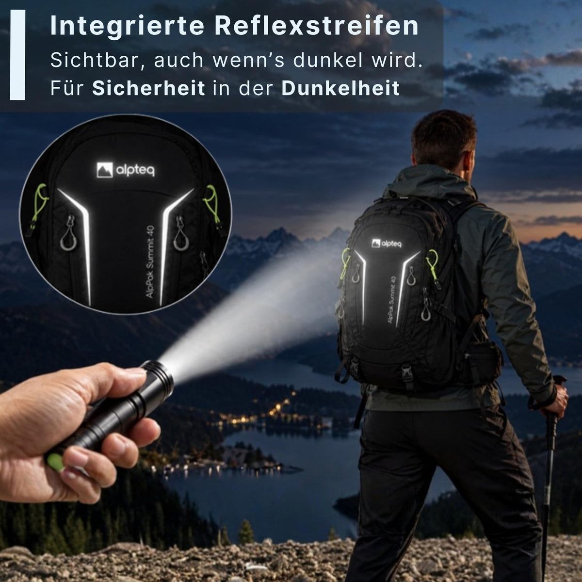 AlpPak Summit 40L Wanderrucksack – Leicht (1,07 kg), inkl. Regenhülle & Laptopfach