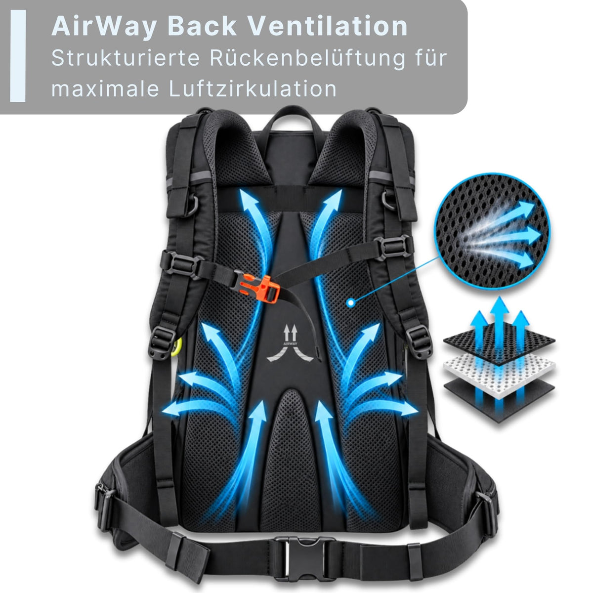 AlpPak Summit 40L Wanderrucksack – Leicht (1,07 kg), inkl. Regenhülle & Laptopfach