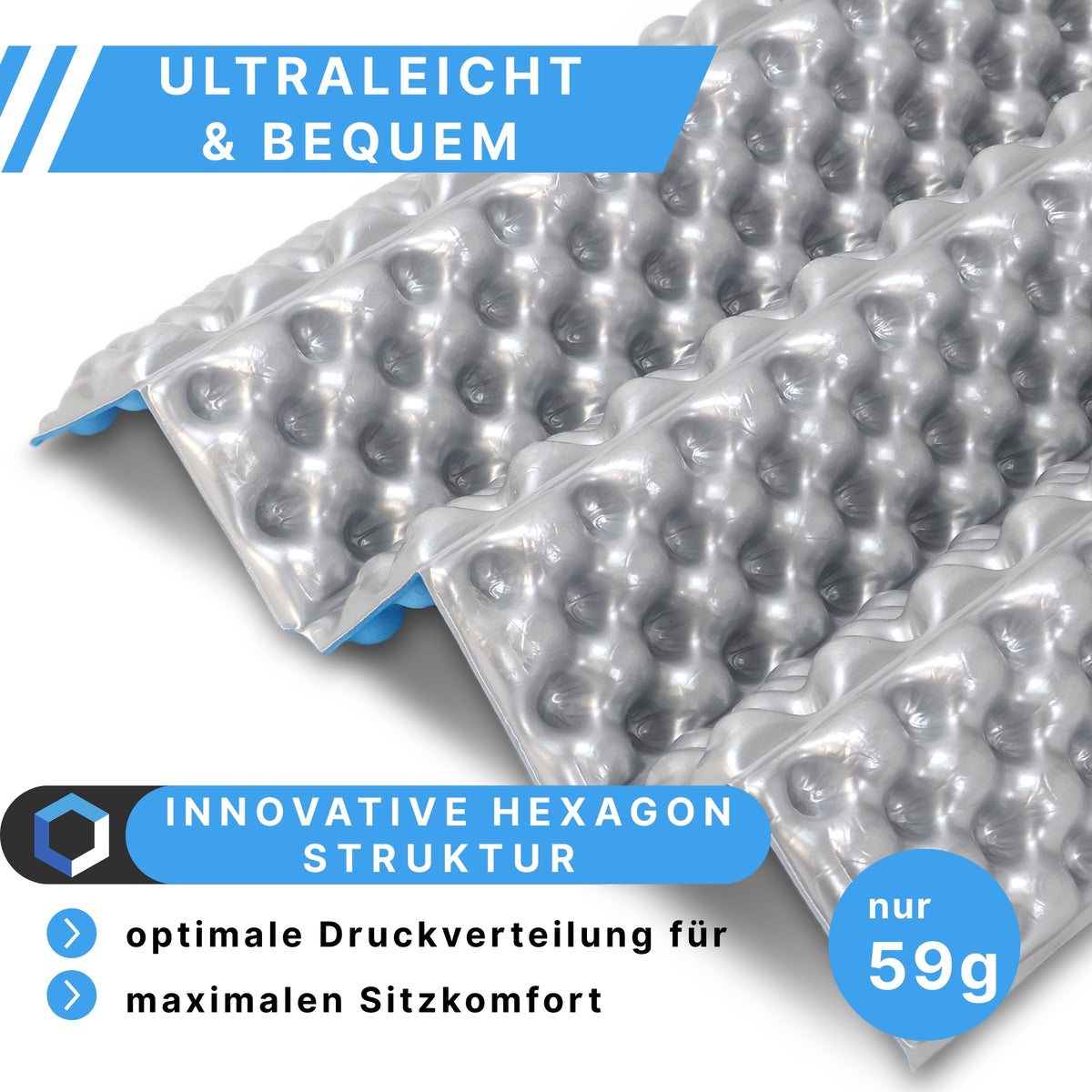 RastPlatz faltbares Sitzkissen Alu beschichtet | Lightblue | 2er Set