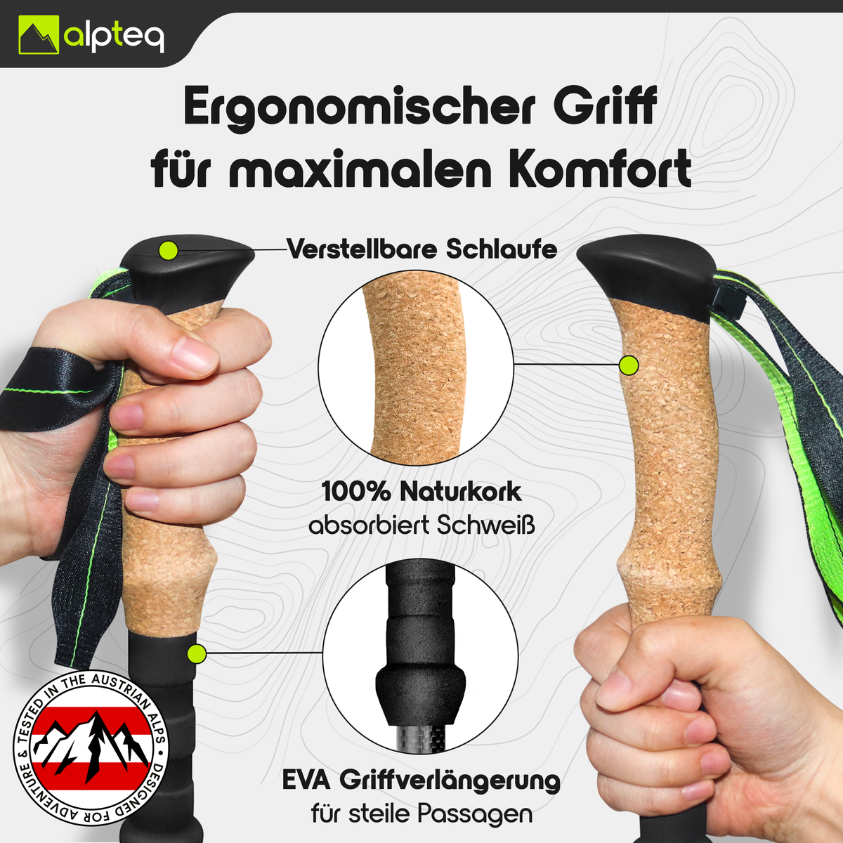 Dufourspitze - faltbare Wanderstöcke aus Carbon | Lime 115-135 cm