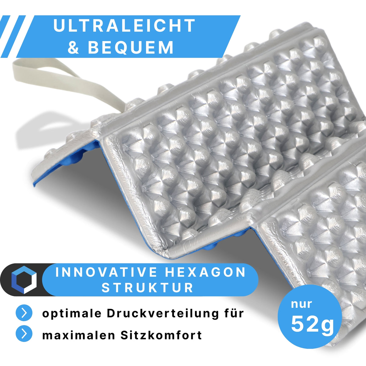 RastPlatz faltbares Sitzkissen Alu beschichtet | Blau | 2er Set