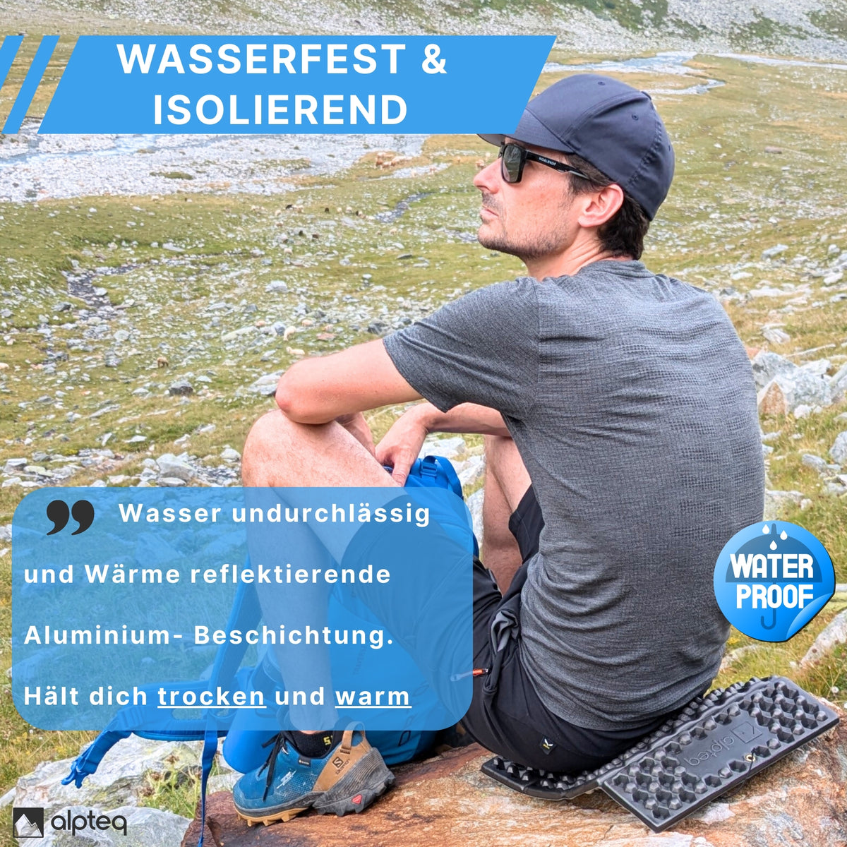 RastPlatz faltbares Sitzkissen Alu beschichtet | Lightblue | 2er Set