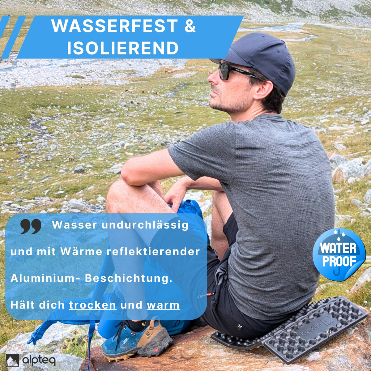RastPlatz faltbares Sitzkissen Alu beschichtet | Blau | 2er Set