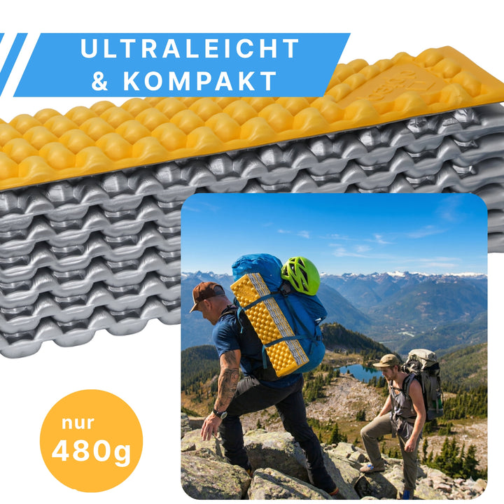 SchlafPlatz faltbare Isomatte Gelb 2.4 | IXPE Thermomatte & Schlafmatte fürs Camping & Wandern