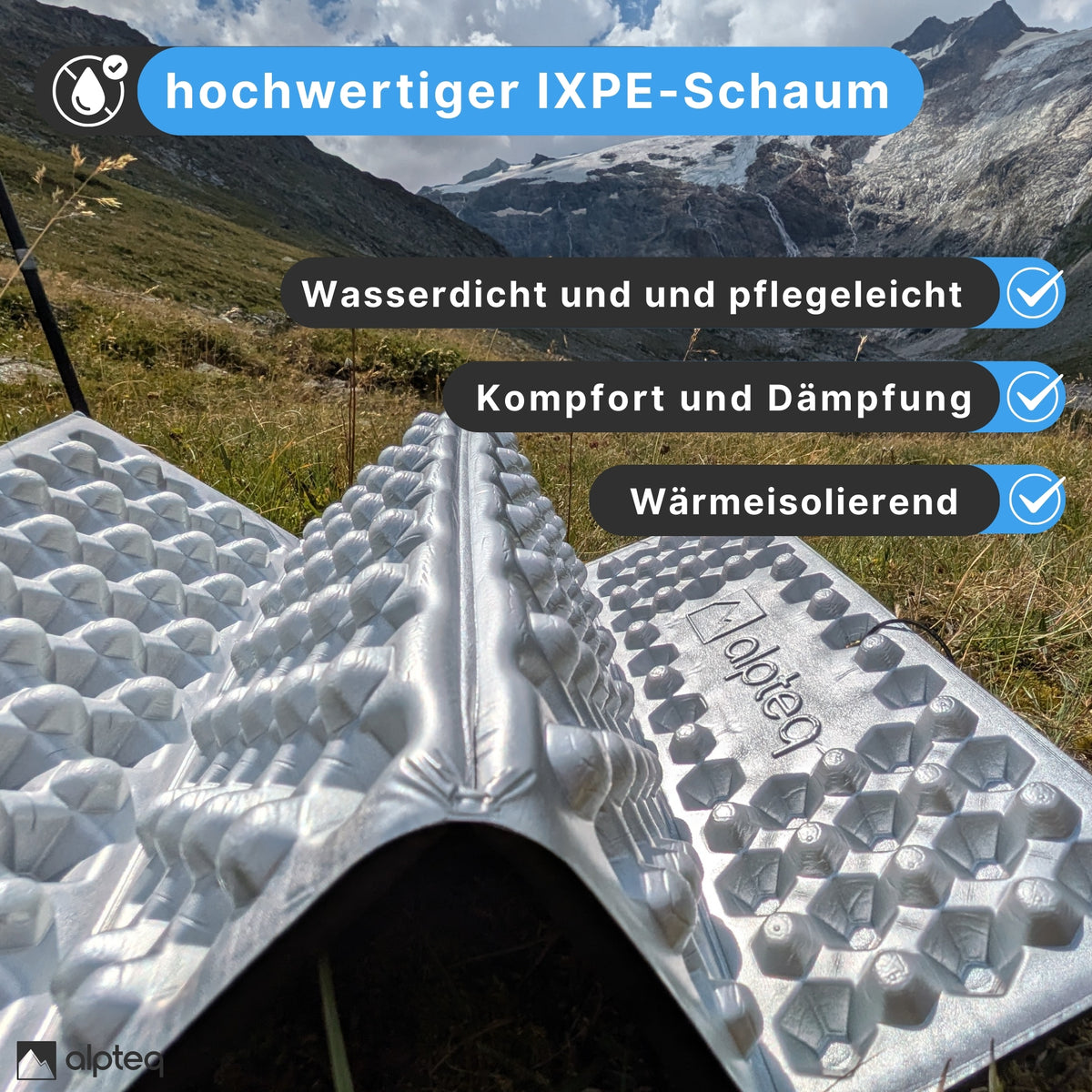 RastPlatz faltbares Sitzkissen Alu beschichtet | Blau | 2er Set