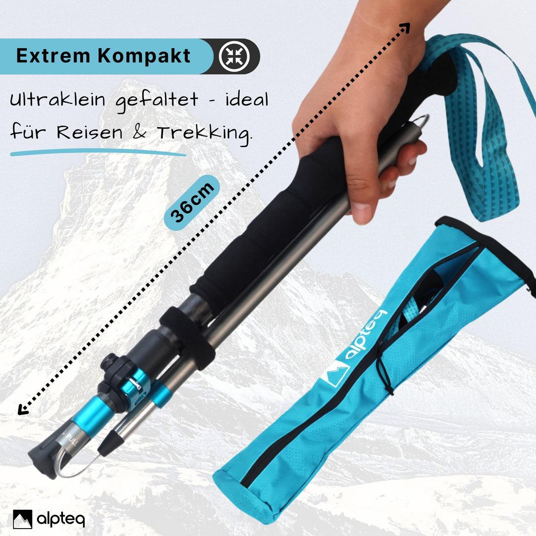 Faltbare Trekkingstöcke | Modell: Matterhorn | Carbon-Zicral | Teal blue