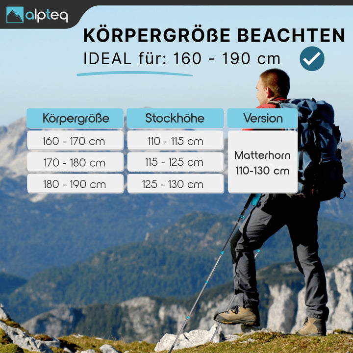 Faltbare Trekkingstöcke | Modell: Matterhorn | Carbon-Zicral | Teal blue