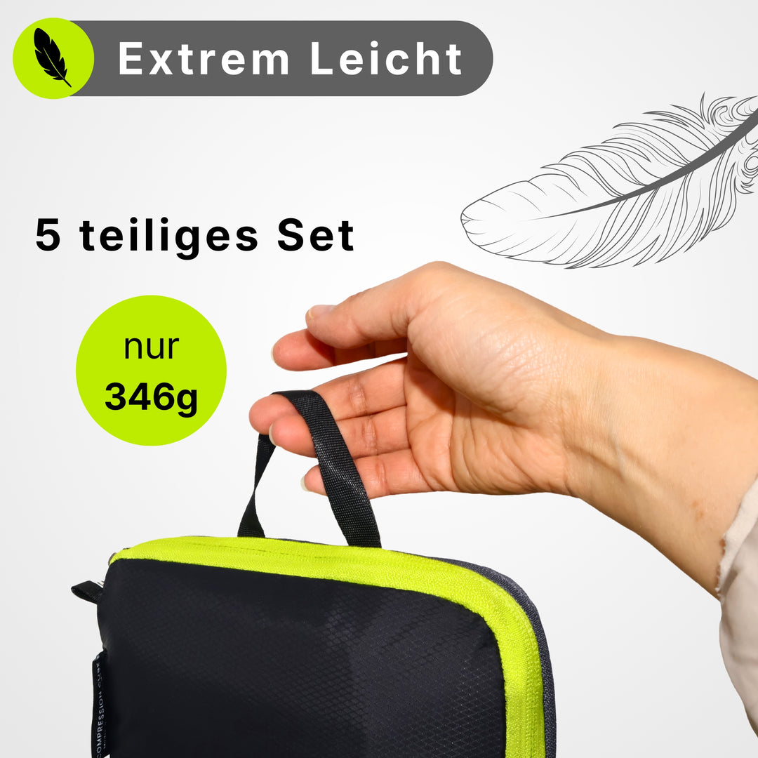 Profi-Packtaschen mit Kompression | 5-teiliges ultraleichtes Koffer-Organizer-Set