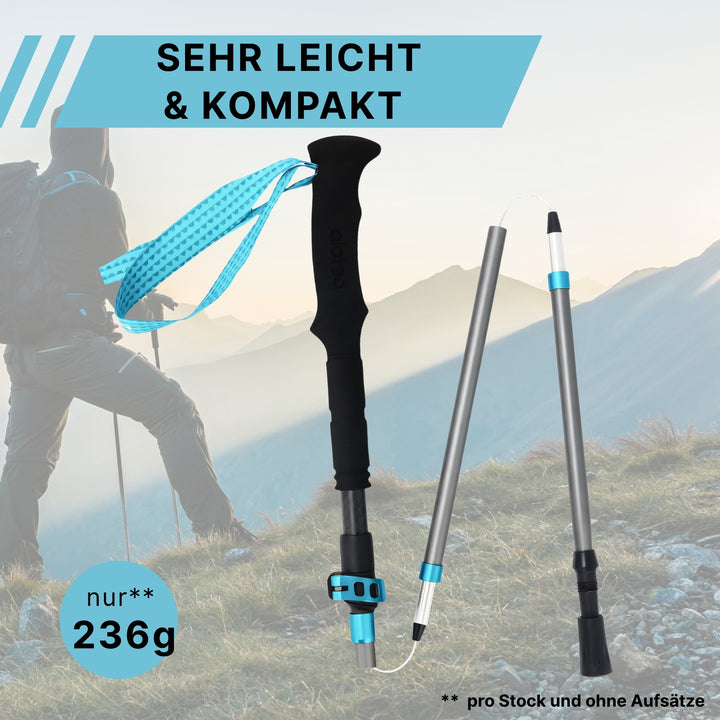 Faltbare Trekkingstöcke | Modell: Matterhorn | Carbon-Zicral | Teal blue