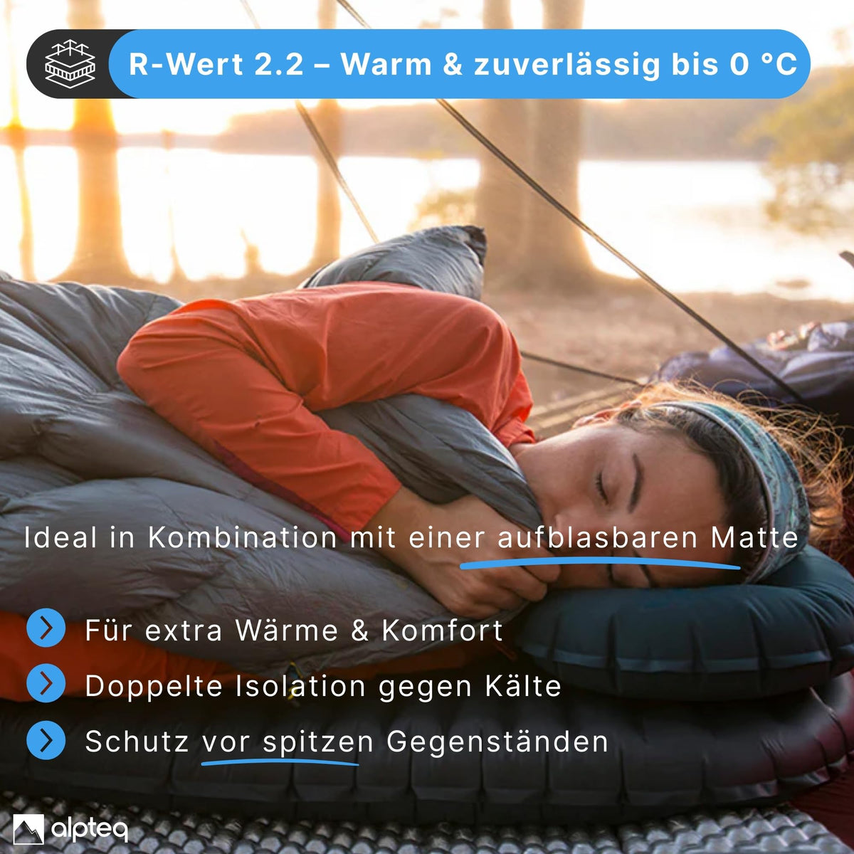 SchlafPlatz faltbare Isomatte Schwarz 2.2 | IXPE Thermomatte & Schlafmatte fürs Camping & Wandern