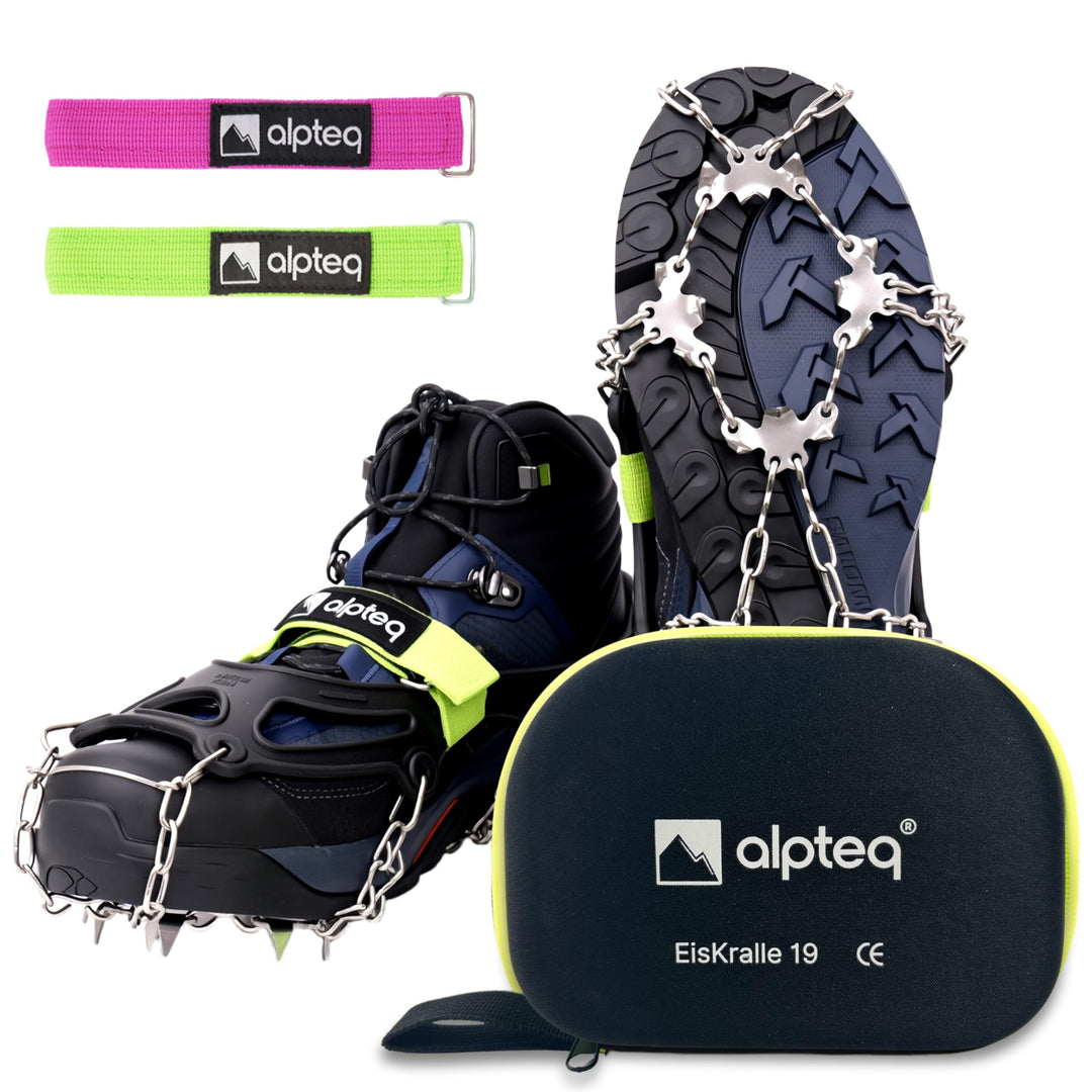 EisKralle Grödel mit 19 Edelstahl-Spikes | Schuhspikes für Eis & Schnee, Anti-Rutsch