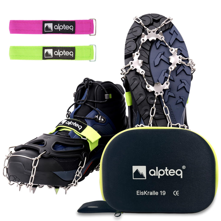 EisKralle Grödel mit 19 Edelstahl-Spikes | Schuhspikes für Eis & Schnee, Anti-Rutsch