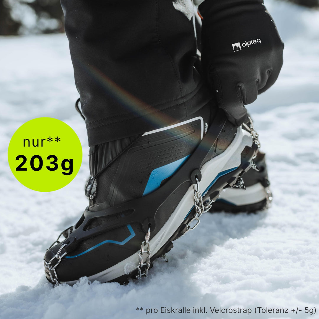 EisKralle Grödel mit 19 Edelstahl-Spikes | Schuhspikes für Eis & Schnee, Anti-Rutsch