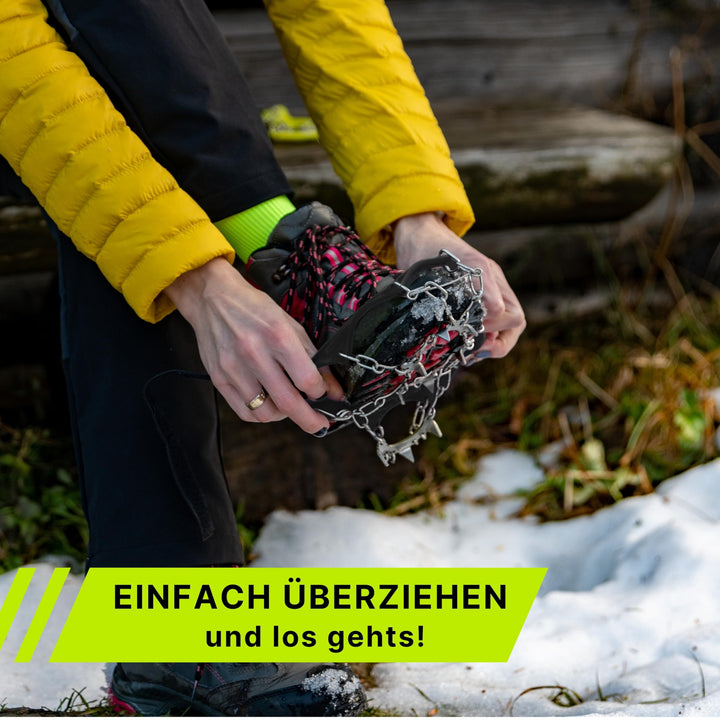 EisKralle Grödel mit 19 Edelstahl-Spikes | Schuhspikes für Eis & Schnee, Anti-Rutsch