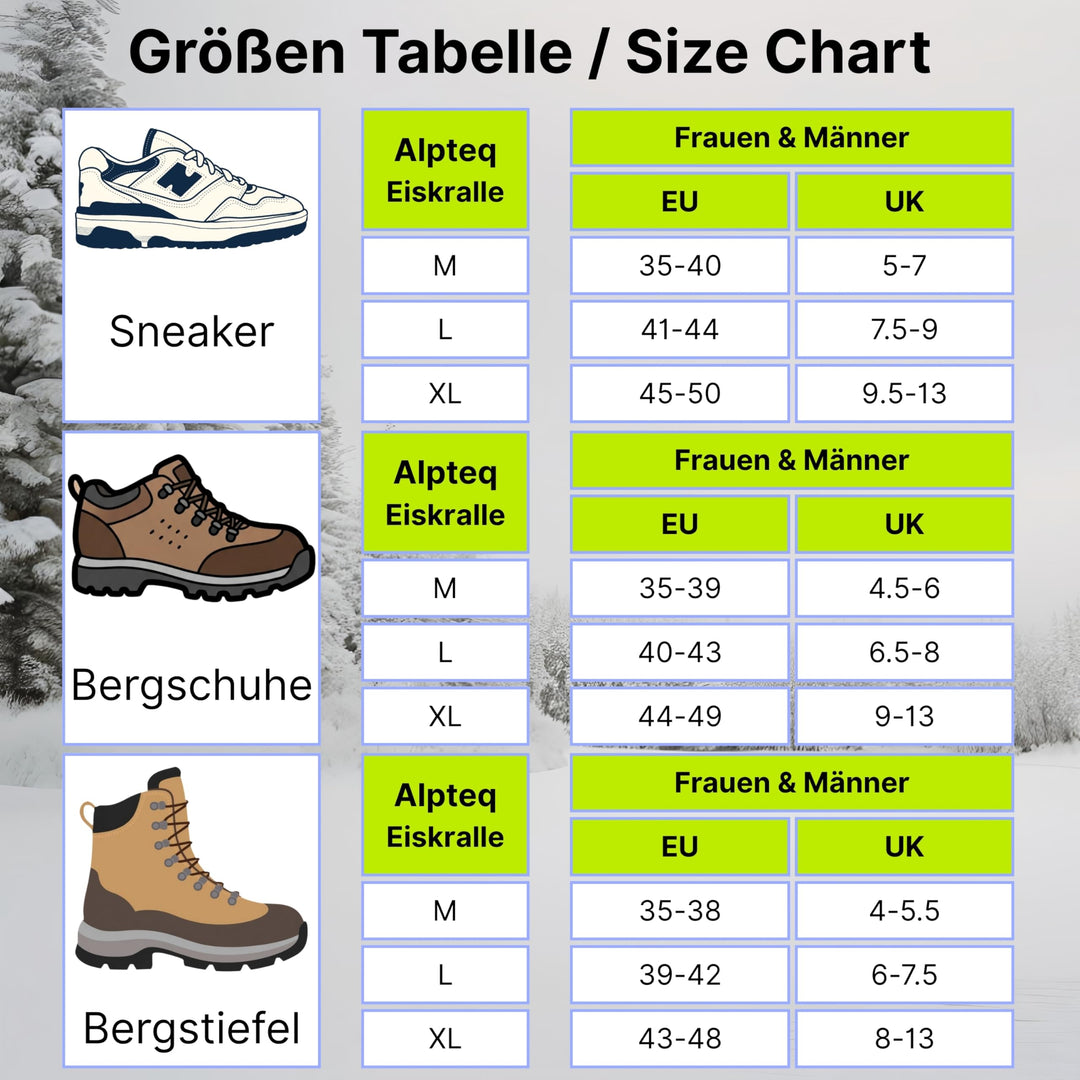 EisKralle Grödel mit 19 Edelstahl-Spikes | Schuhspikes für Eis & Schnee, Anti-Rutsch