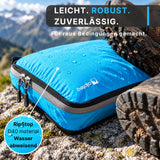 Alpteq® Profi-Packtaschen mit Kompression Blau – 3-teiliges ultraleichtes Koffer-Organizer-Set, Packing Cubes aus wasserdichtem Stoff, Packwürfel für Reisen & Rucksack