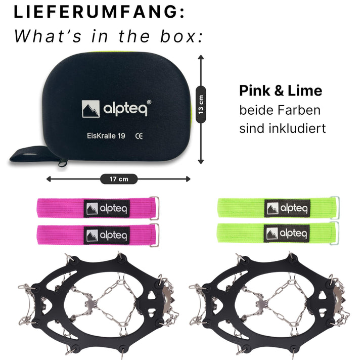 EisKralle Grödel mit 19 Edelstahl-Spikes | Schuhspikes für Eis & Schnee, Anti-Rutsch