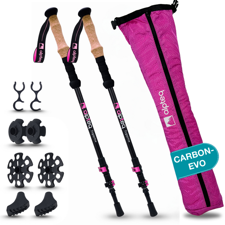 Teleskop Trekkingstöcke Carbon - Hot Pink | Modell: Zugspitze