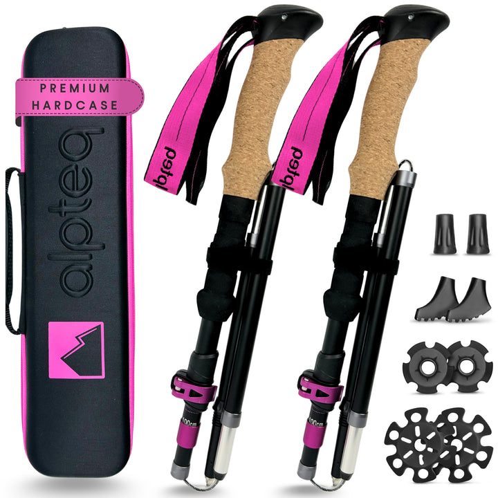 Foldable Trekking Poles Alu - Hot Pink
