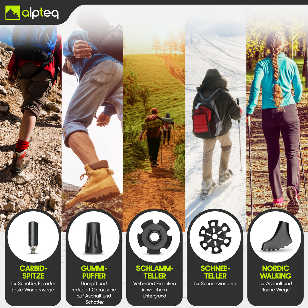 Foldable Trekking Poles Alu - Hot Pink