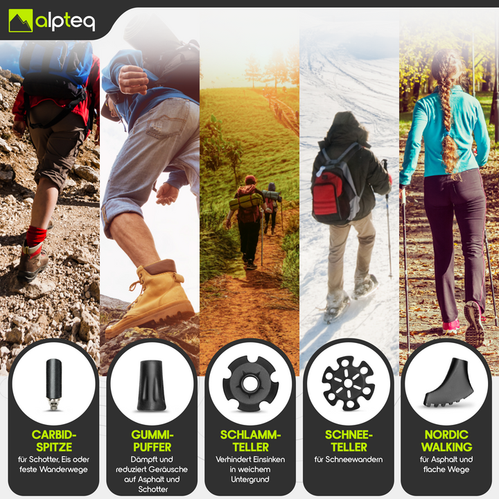 Foldable Trekking Poles Alu - Hot Pink