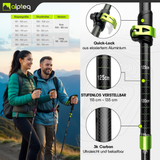 Dufourspitze - faltbare Wanderstöcke aus Carbon | Lime 115-135 cm