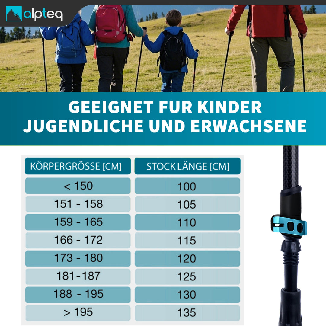 Eiger - Teleskop Wanderstöcke aus Carbon-Zicral | Teal Blue