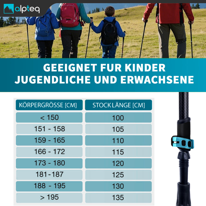 Eiger - Teleskop Wanderstöcke aus Carbon-Zicral | Teal Blue