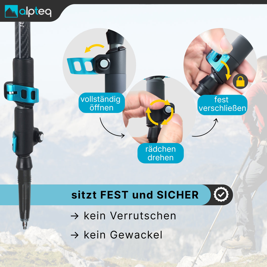 Eiger - Teleskop Wanderstöcke aus Carbon-Zicral | Teal Blue