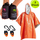 Notfall Poncho mit Kapuze & Signalpfeife | Wasserdicht, Wärmend & Reflektierend