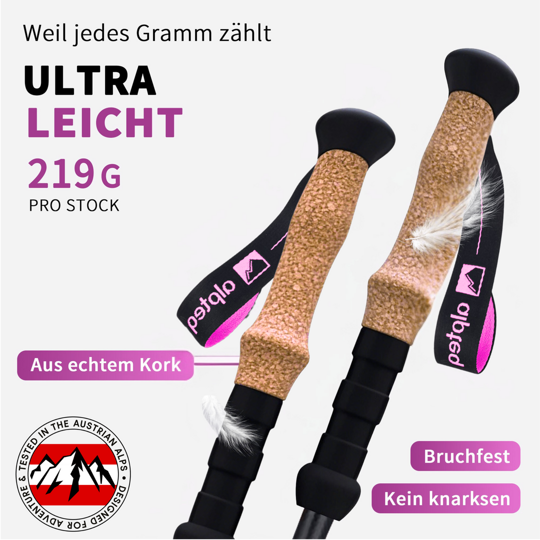 Teleskop Trekkingstöcke Carbon - Hot Pink | Modell: Zugspitze