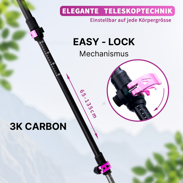 Teleskop Trekkingstöcke Carbon - Hot Pink | Modell: Zugspitze
