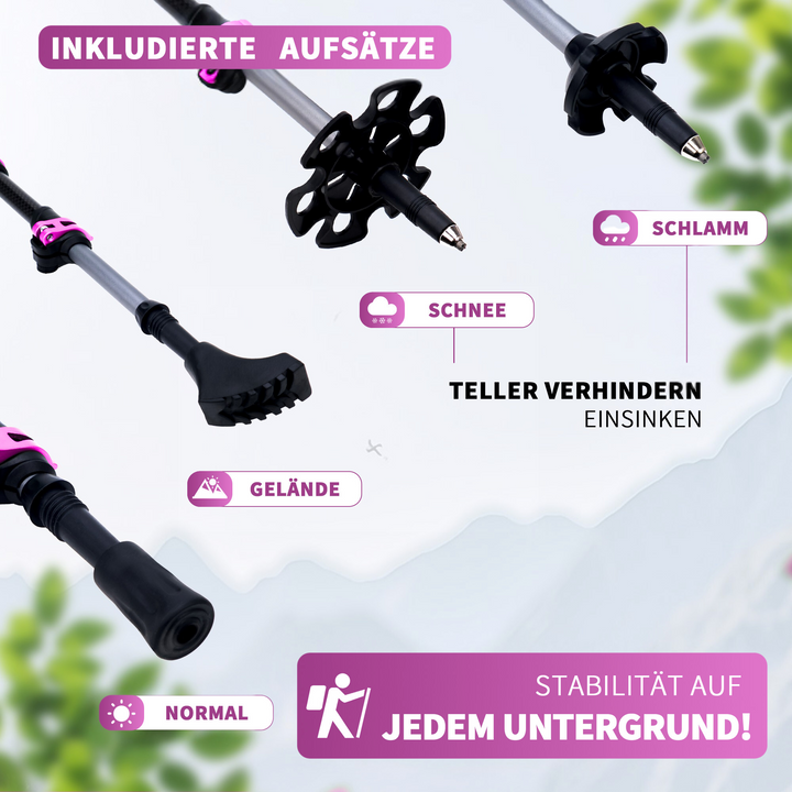 Teleskop Trekkingstöcke Carbon - Hot Pink | Modell: Zugspitze