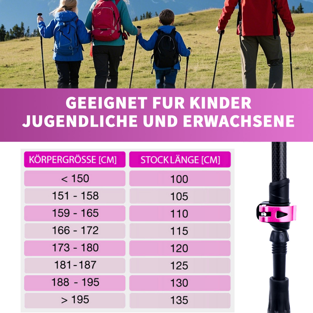 Teleskop Trekkingstöcke Carbon - Hot Pink | Modell: Zugspitze